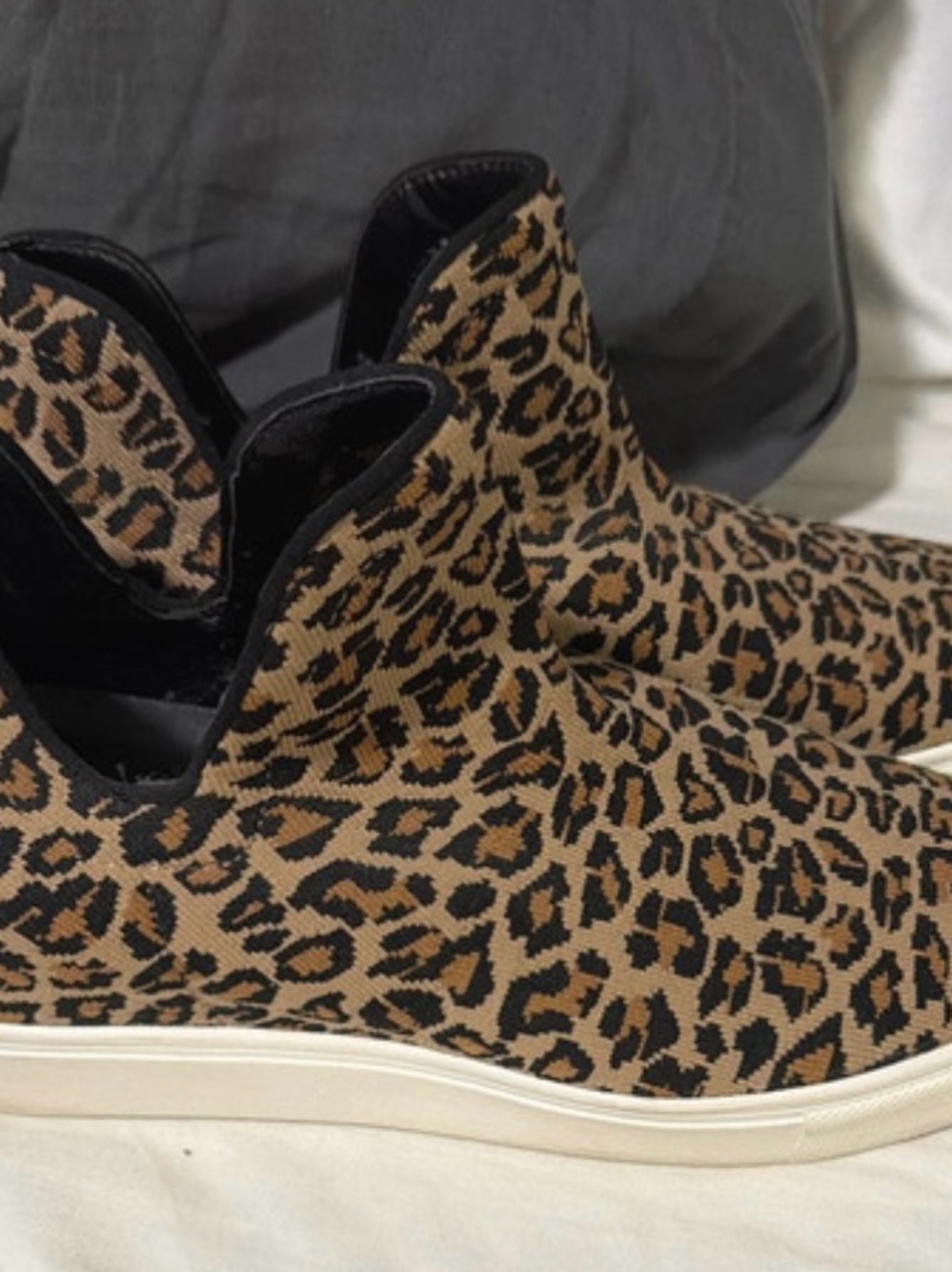 Steve Madden Leopard-Print Slip-On Sneakers - Tan Black